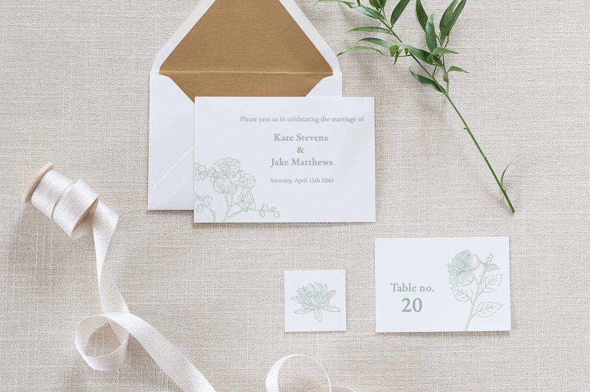 Wedding Stationary using floral illustrations