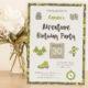 Sample printed birthday party invitation sitting on table next to flowers
