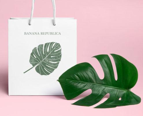 Shopping bag using Monstera leaf illustration