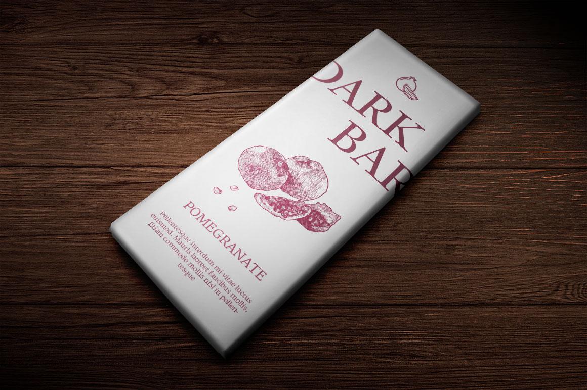 Candy bar using pomegranate illustration