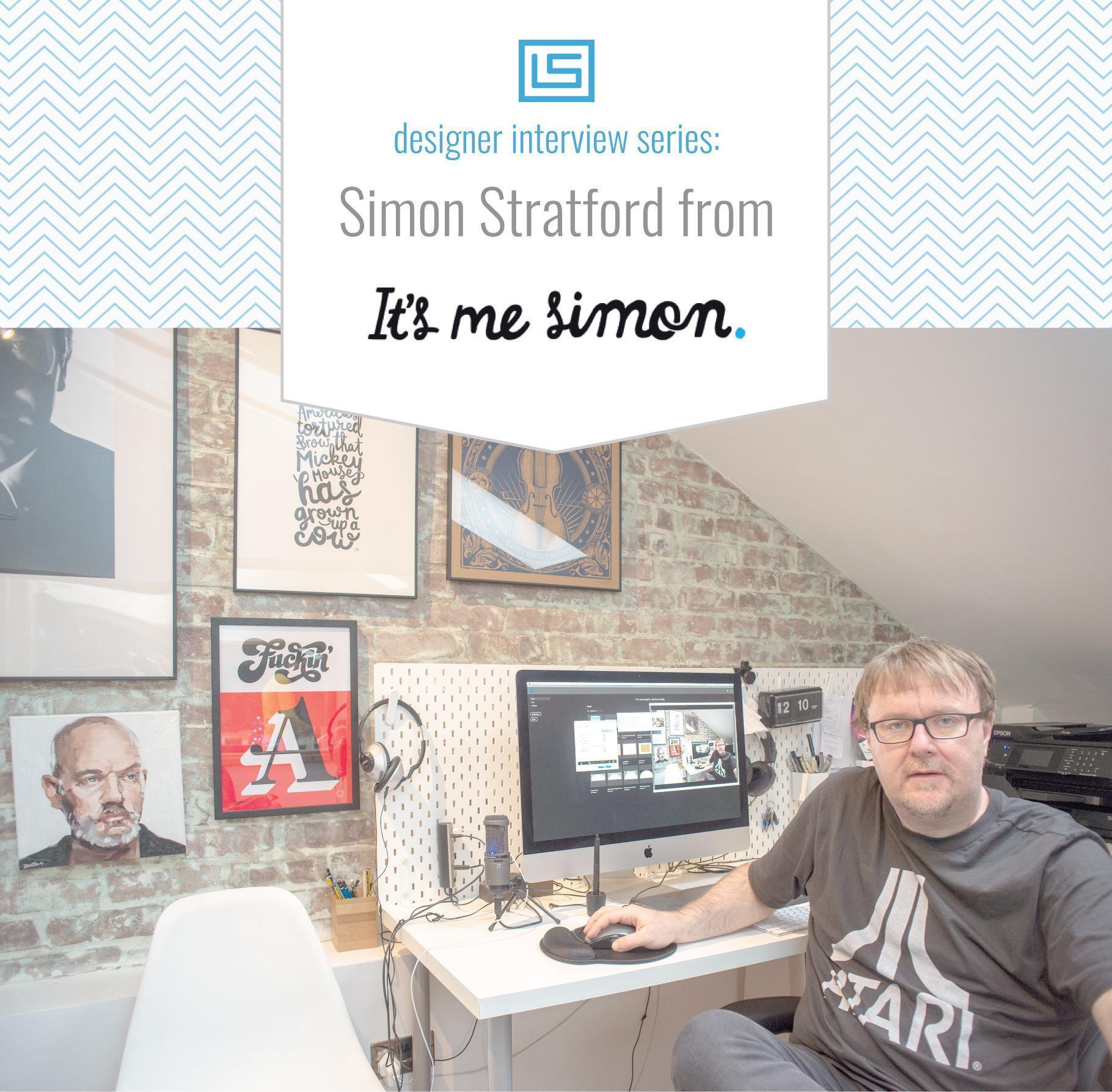 Simon Stratford from It's Me Simon sitting at workstation