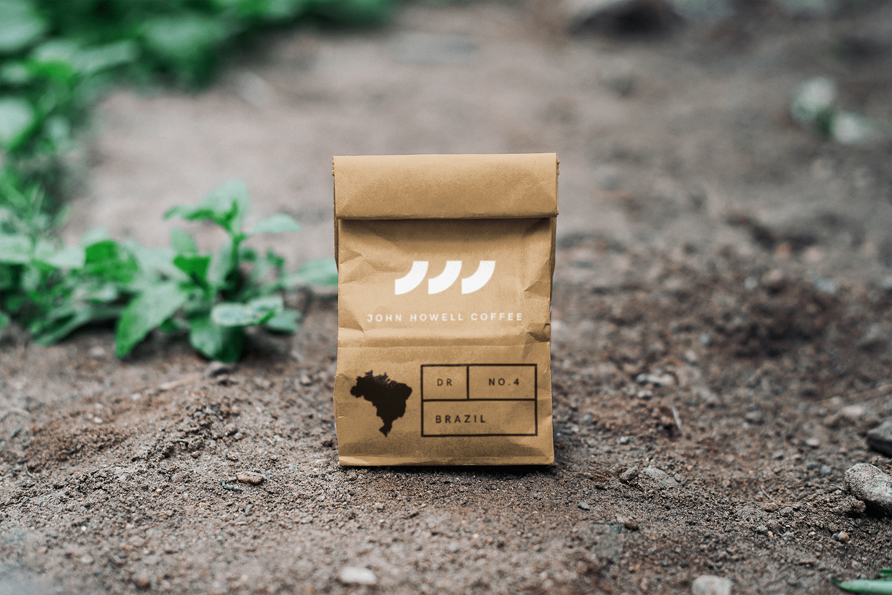 South American coffee bag on dirt path